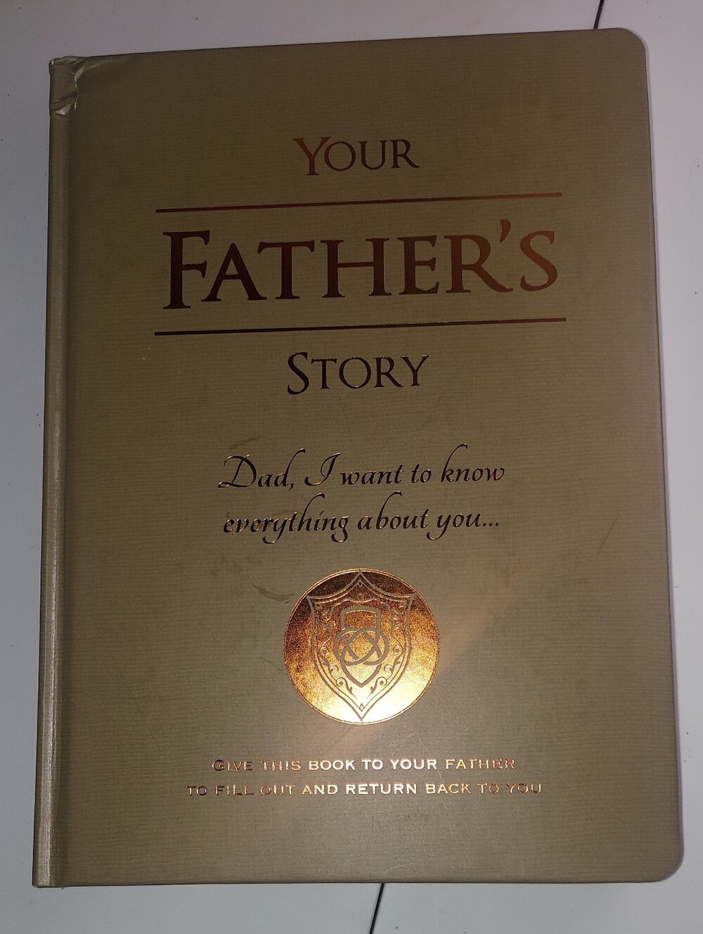 Your Father's Story Hardcover Memory Journal - Gold Text on Beige NEW